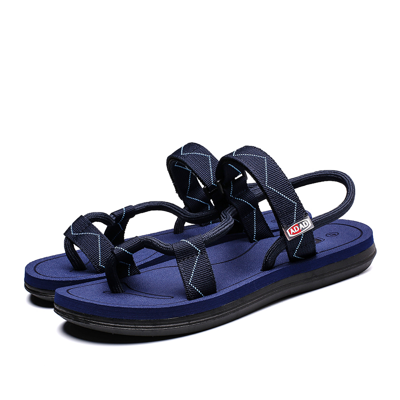 Sommersandaler skridsikre strandsandaler til mænd hombre fritidssko med elastiske stropper, behagelig udendørs gadesko: Blå / 8.5