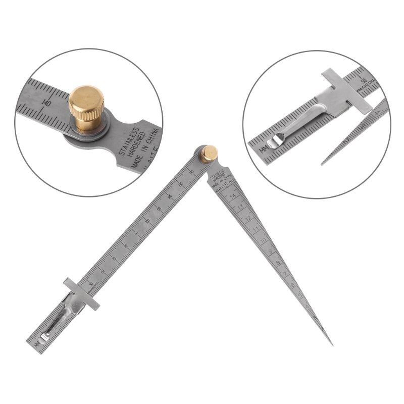 2in1 Metric Taper Welding Feeler Gauge Gage Depth Ruler Hole Stainless Steel