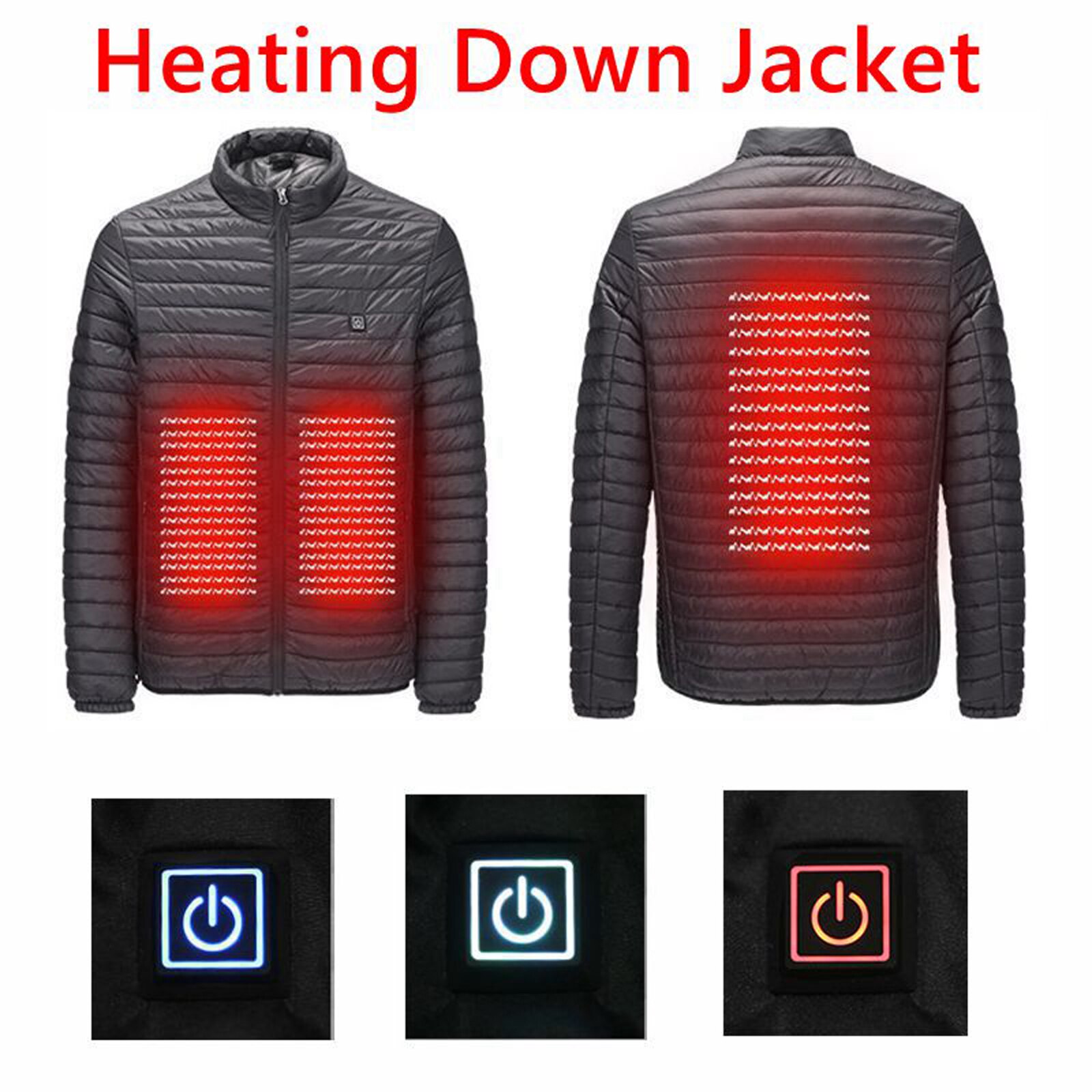 Outdoor USB Heated Jacket Coat Winter Flexible Electric Thermal Clothing Long Sleeves Fishing Hiking Camping Skiing Warm Clothes