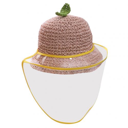 Multifunktion barn anti-spott anti-damm heltäckande sköld flätad hink hatt skyddslock resistent mot virus hatt mask: Rosa