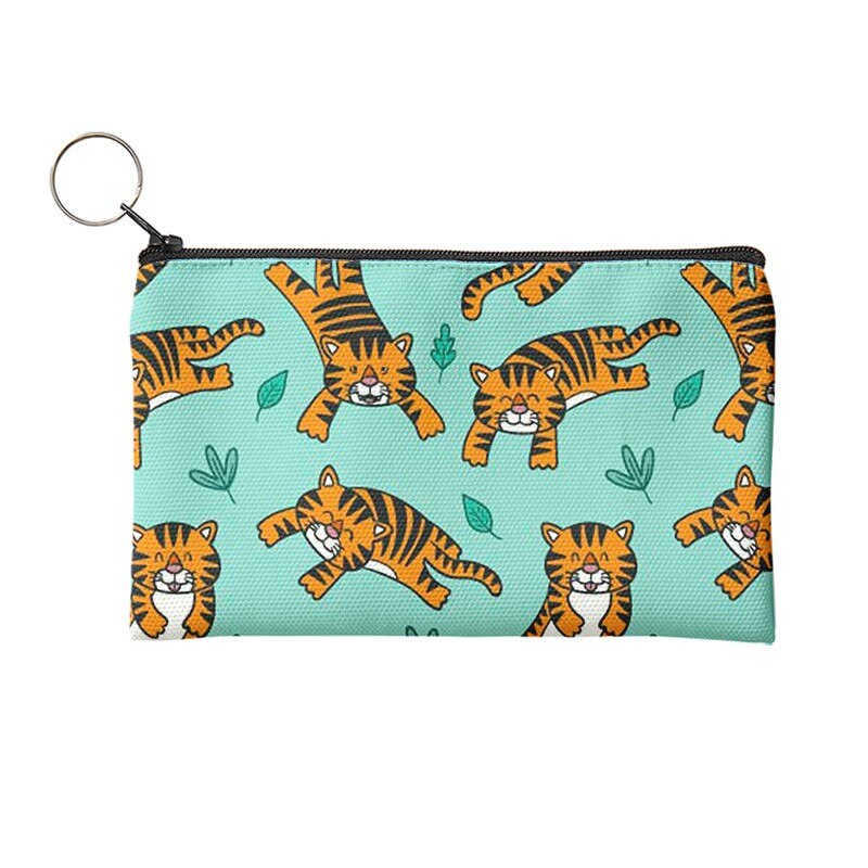 Jahr der tiger Geldbörse Frauen Mini Leinwand Karte Halter Kleine Brieftasche Tägliche Lagerung Tasche Kawaii Stift Tasche Für kinder Mädchen: Style2