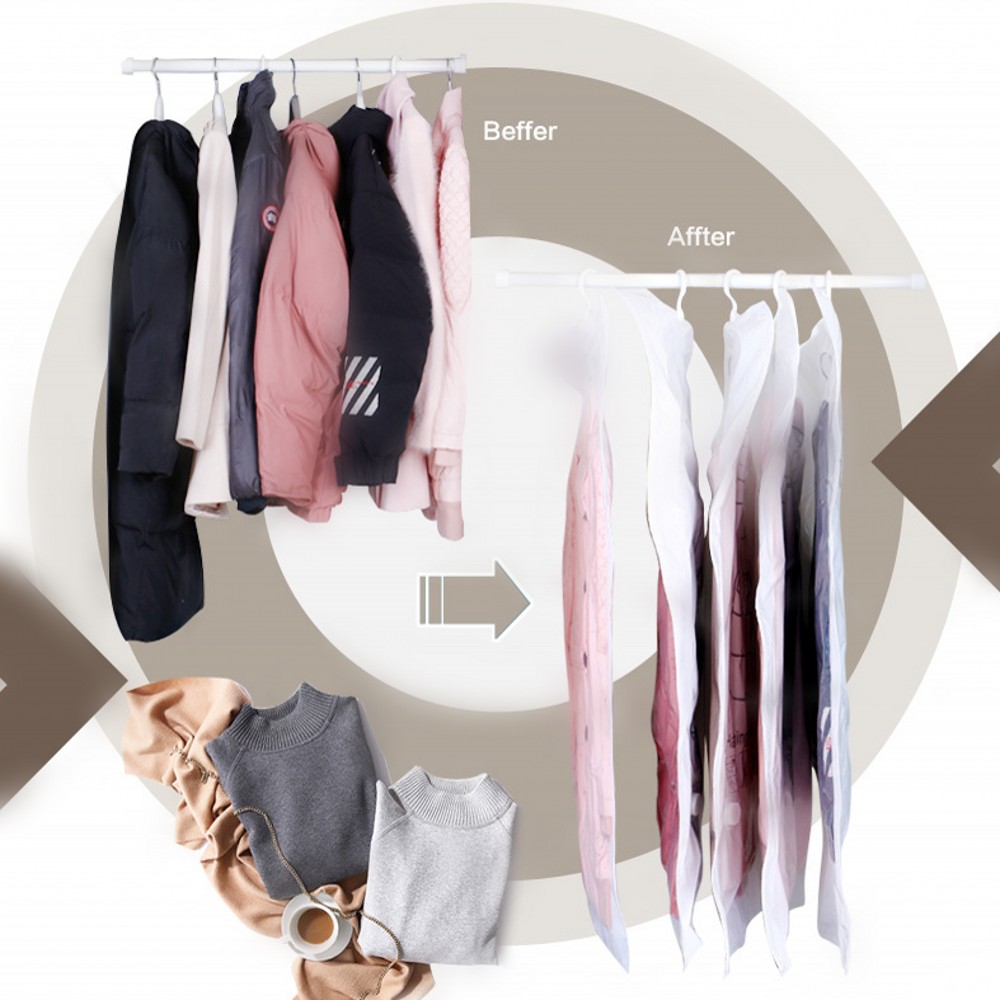 Hanging Vacuum Storage Bags, Hanging Space Saver Bags, Hanging Storage Bags for Clothes, Vacuum Sealed for Suits, Dress, Jacket