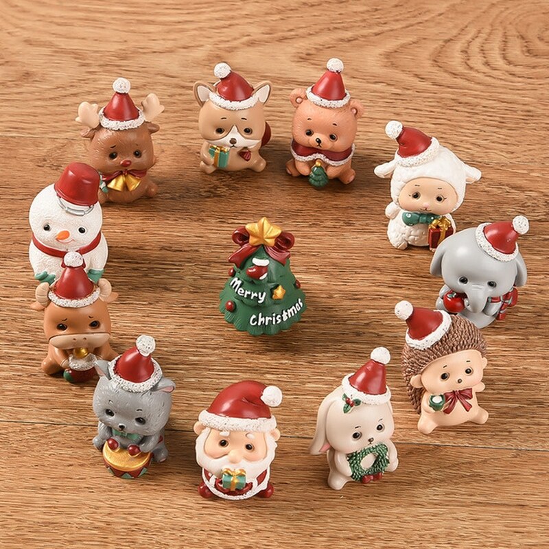 1PC Miniatur Harz Schmücken Harz Mini Figur Weihnachten Santa Claus Harz Spielzeug DIY Garten Ornament Handwerk Kinder Spielzeug