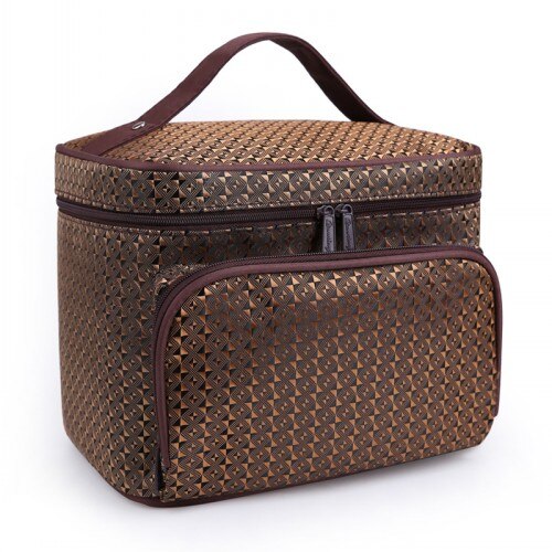 diamond lattice big cosmetic bag ladies waterproof bath products washing necessities travel agency cosmetic: Gold