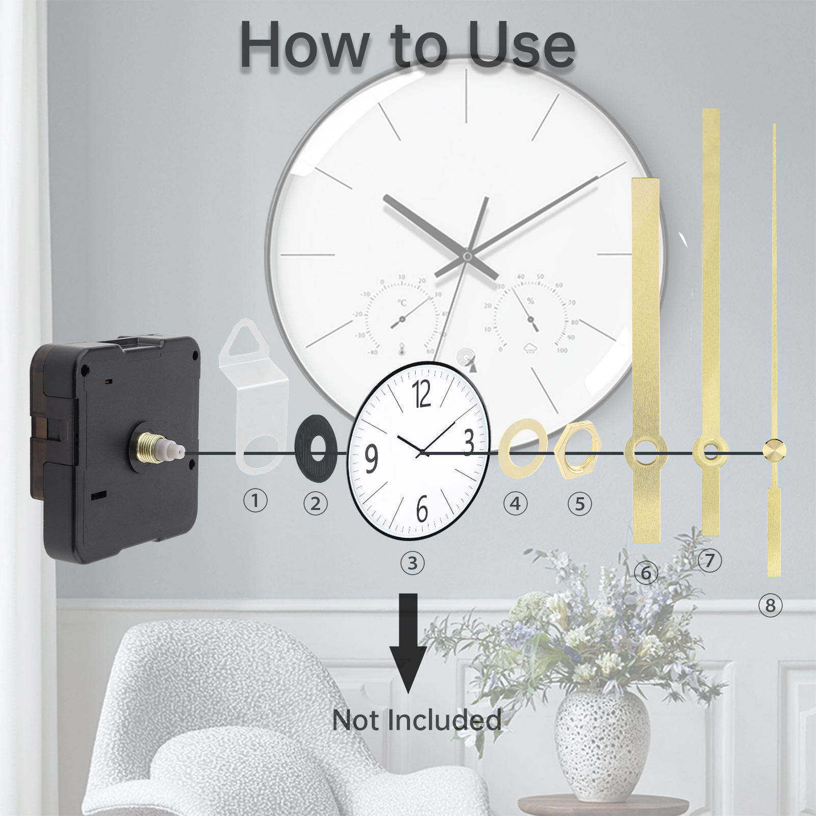 Mechanizm zegarowy kwarcowy na baterie, zamiennik robić zegara DIY / naprawy z zestawem wskazówek, ciche sekundy.