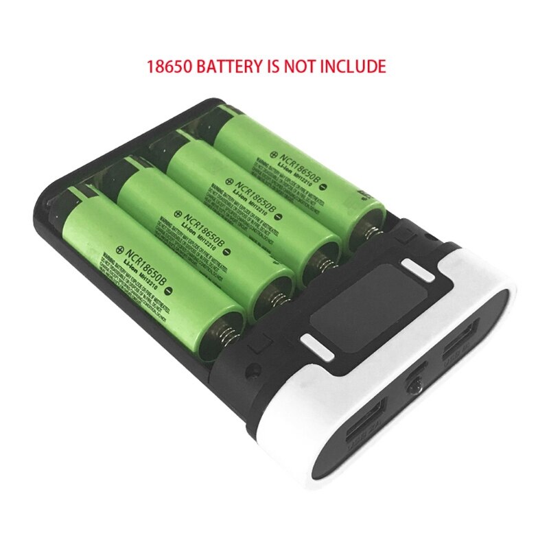 Dual USB LCD Anti-reverse Portable Power Bank Box 4x 18650 DIY Display Battery Charger 5V 2A Powerbank Case With LED Flashlight