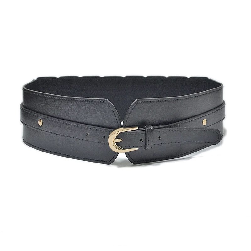 Luxe Dames Brede Riem Elastische Vintage Gesp Lederen Wide Mode Wilde Pin Gesp Vrouwen Riem Taille Afdichting Riem X208