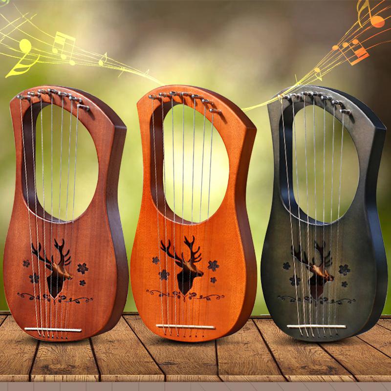 Seven-stringed music small harp Lerqin Liqin mahogany stringed instrument