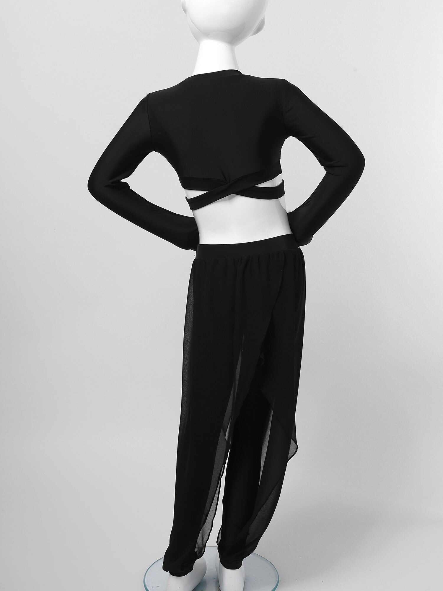 Enfants Yoga ensemble solide manches longues survêtement respirant gilet haut avec irrégulière doux jupe-culotte pour la remise en forme quotidienne de gymnastique