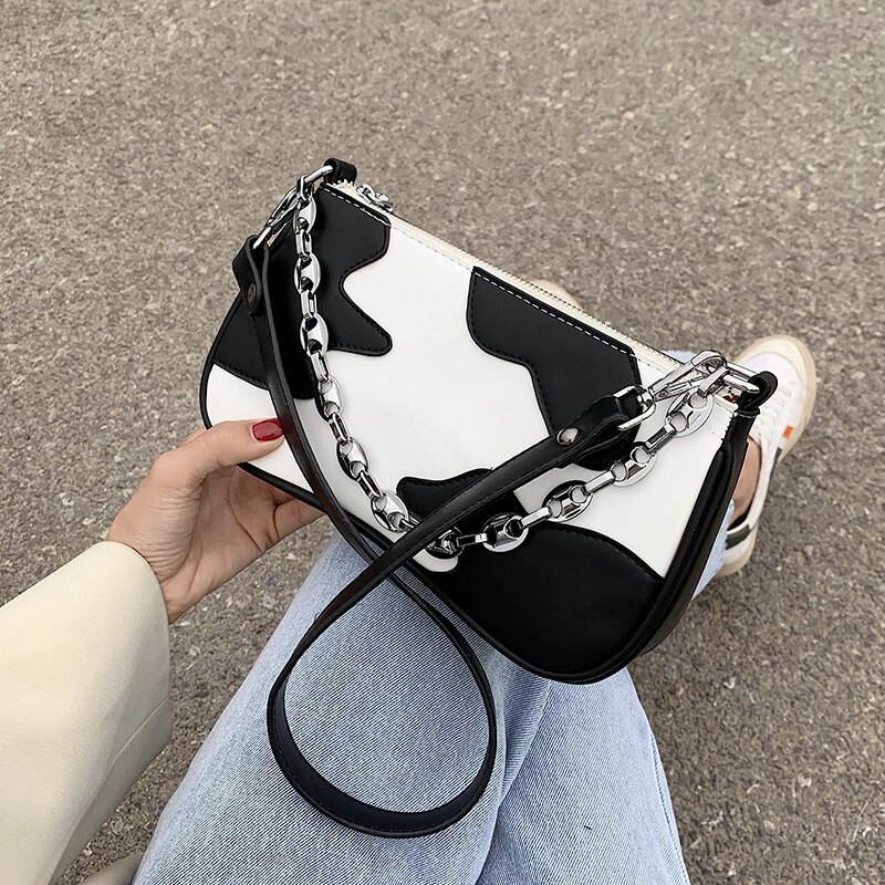 Contraste couleur carré chaîne sac fourre-tout en cuir PU femmes sac à main voyage épaule sac de messager sac à aisselles
