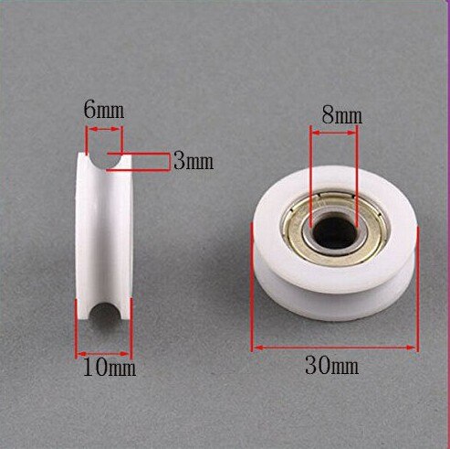 8mm- huls leje med 30mm runde nylon remskiver u rulle spor rulleleje 8 x 30