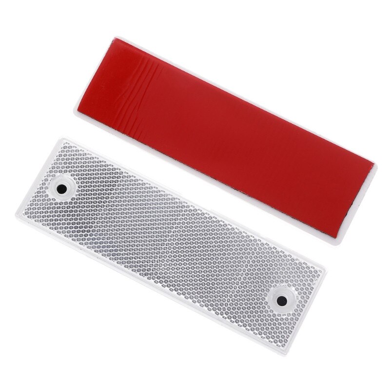 QILEJVS 2pcs Plastic Reflector Reflective Warning Plate Stickers Sign Sheeting Car Truck: White With Hole