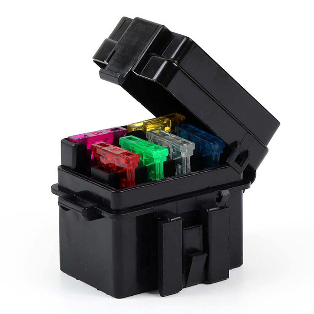 4 Way Car Insurance Medium Relay Fuse Box Assembly Circuit Controller Box with 8pcs Terminals 6pcs Fuses Automotive