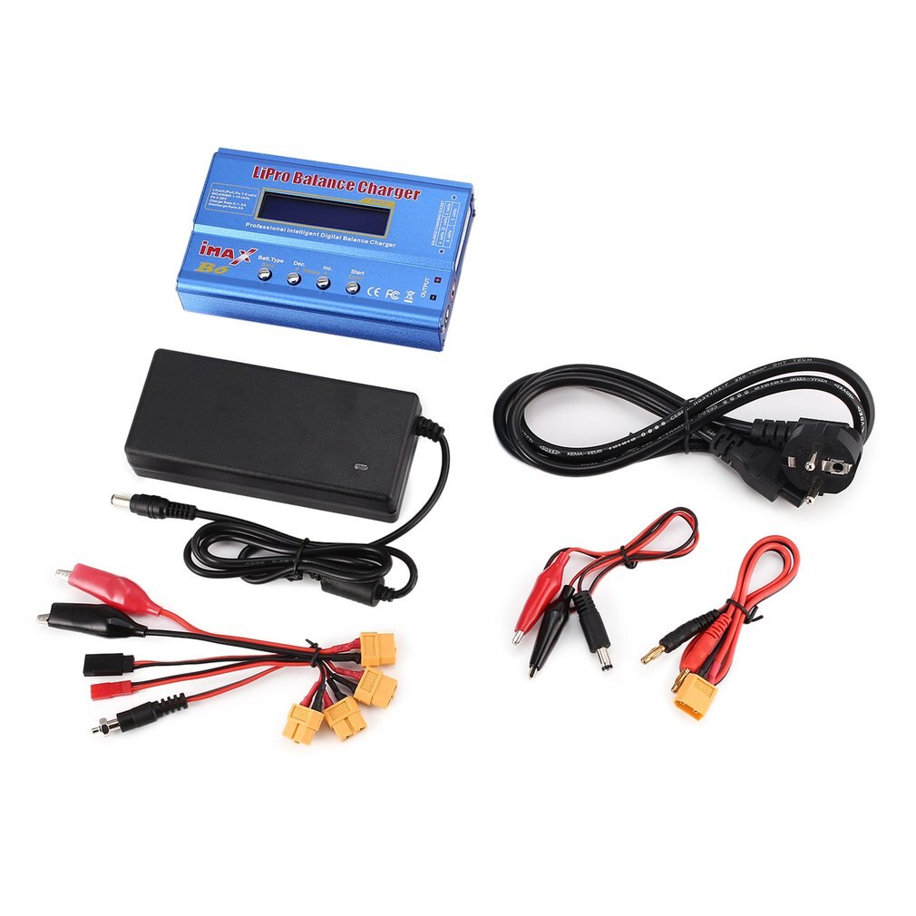 Original iMAX B6 80W 6A Lipo NiMh Li-Ion Ni-Cd RC Balance Ladegerät 10W2A Entlader mit 15V/6A AC/DC Adapter für RC ModelBattery: EU Plug and XT60