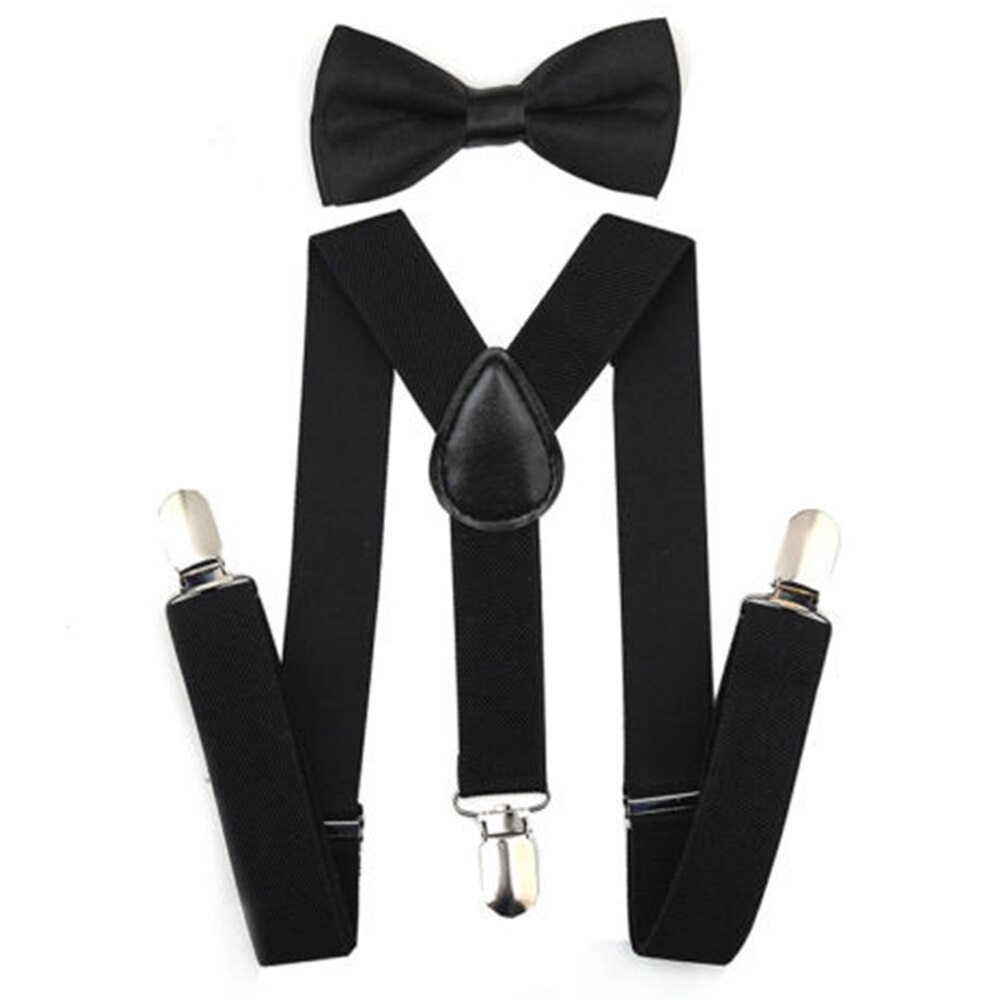 Kids Suspenders with Bowtie Ties Accessories Children Bow Tie Set Boys Braces Girls Adjustable Suspenders Baby Wedding: Black