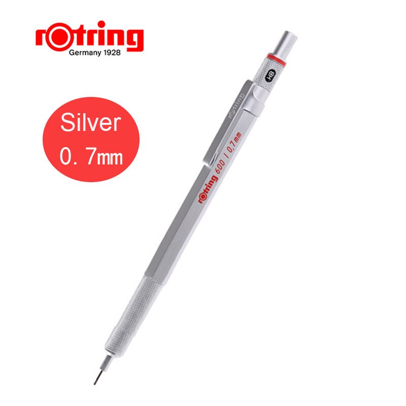 Rotring 600 Mechanical Pencils 0.5mm 0.7mm Drawing Sketching Pens Metallic Body Hexagon Holder: Silver 0.7mm