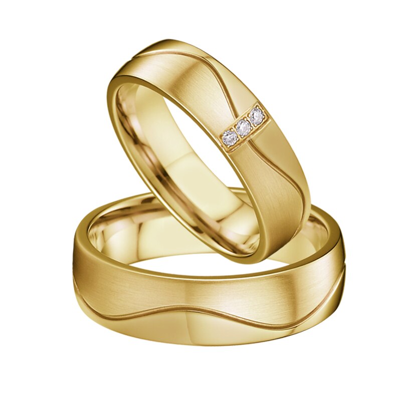 Golden lover's sea wave alliance par vielsesringe til mænd og kvinder valentin jubilæum ægteskab fingerring
