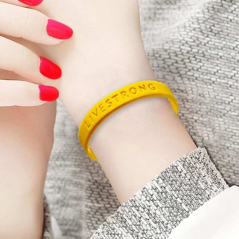 Yellow Color Live Strong Hologram Silicone Bracelet Men Women Power Rubber Wristband Outdoor Sports Bangle Accessories