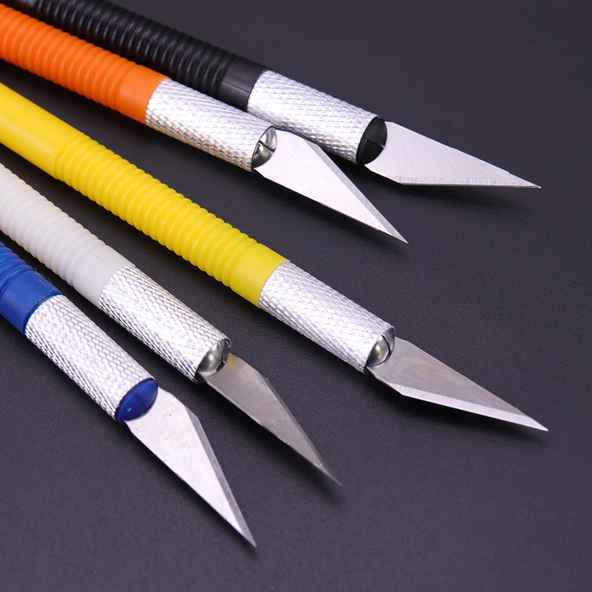 1Set 6 Blades Non-Slip Metal Wood Knife Tools Cutter Engraving Craft knives Fruit Carving Tools DIY Stationery Utility Knife