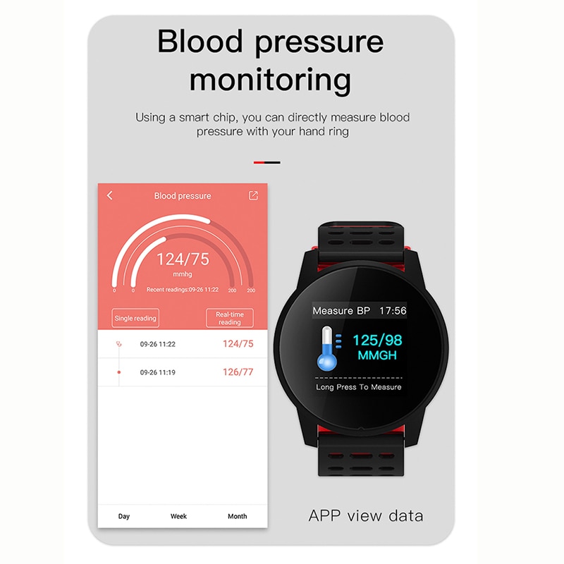 Sport smart ur mænd kvinder blodtryk vandtæt aktivitet fitness tracker pulsmåler smartwatch til android ios