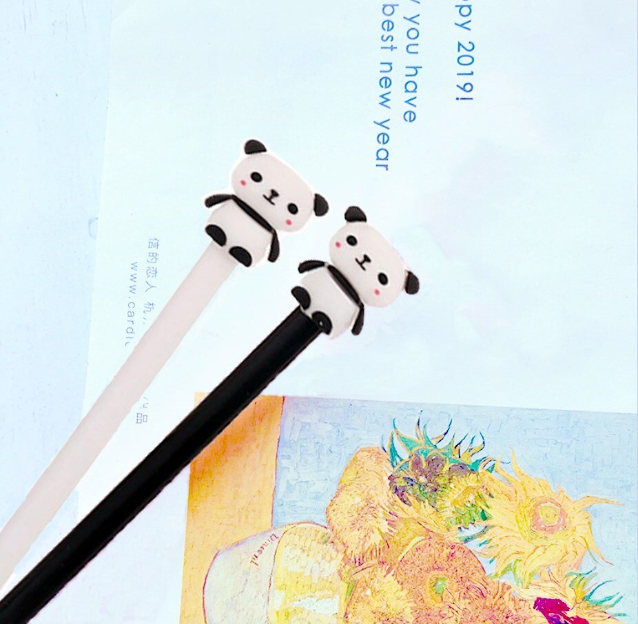 2PCS/set cute cartoon panda gel pens, school office stationery, children pens