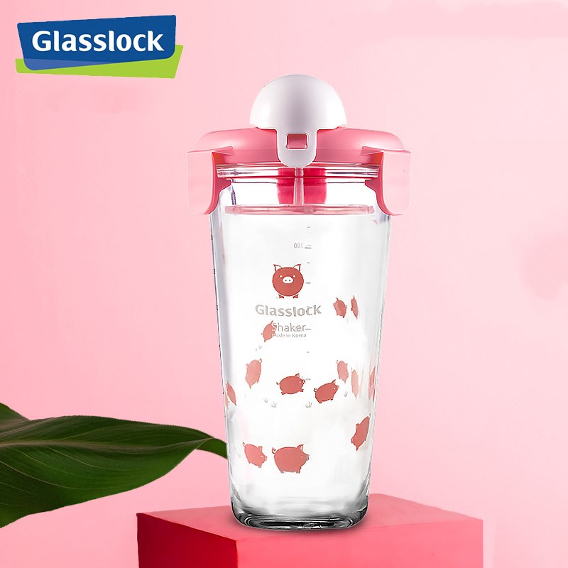 450ml glasslock sommer hærdet glasflaske vand drikke juice shaker duftende te kop drinkware kaffekop køkken drinkware: Svin