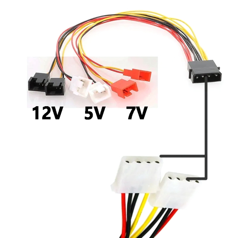 Adaptateur ventilateur Molex 4 broches à 3 broches/4 broches, 12V 7V 5V, adaptateur ventilateur PC, séparateur Molex 4 à