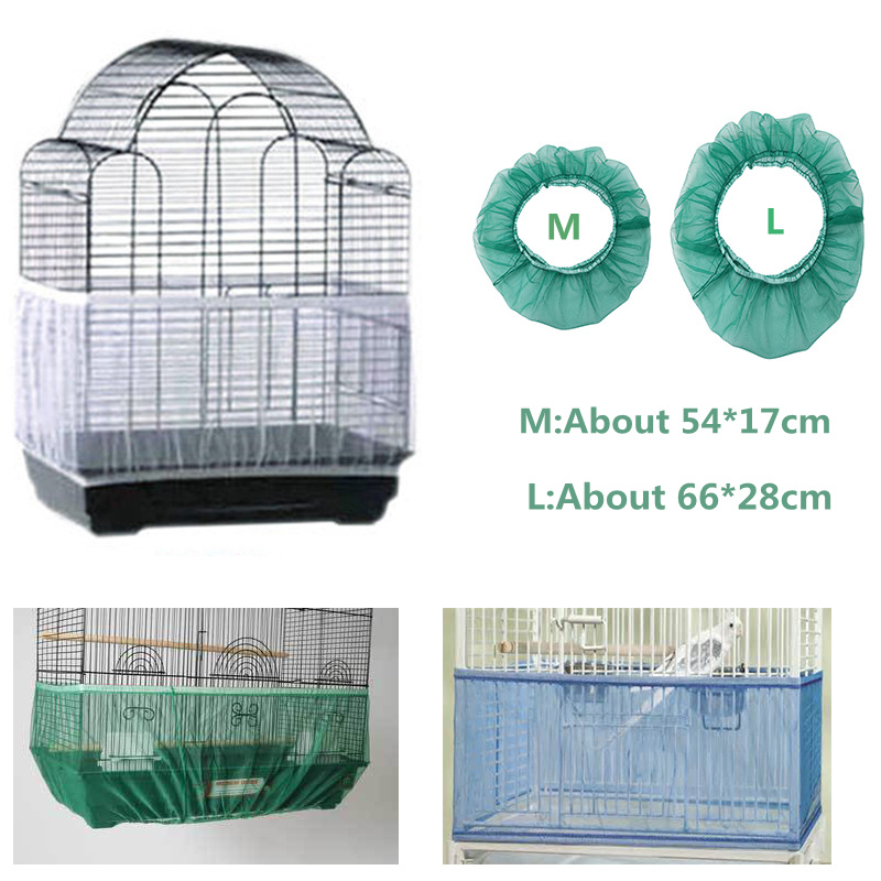 Nylon Mesh Bird Cage Cover Seed Bird Parrot Cover Soft Easy Cleaning Nylon Airy Fabric Catcher Bird Accessories Supplies