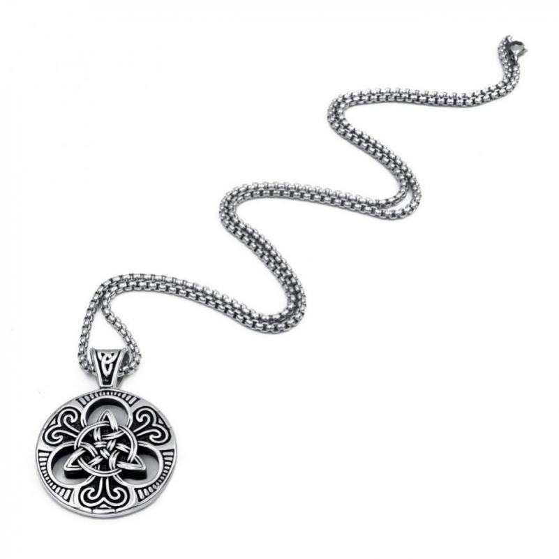 Men's necklace retro nordic viking celtic knot symbol pendant punk locomotive jewelry