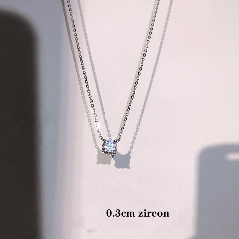 Louleur 925 srebro naszyjnik pojedynczy wisiorek z cyrkonią naszyjnik dla kobiet moda lato srebro 925 biżuteria choker: 0.3cm Zircon