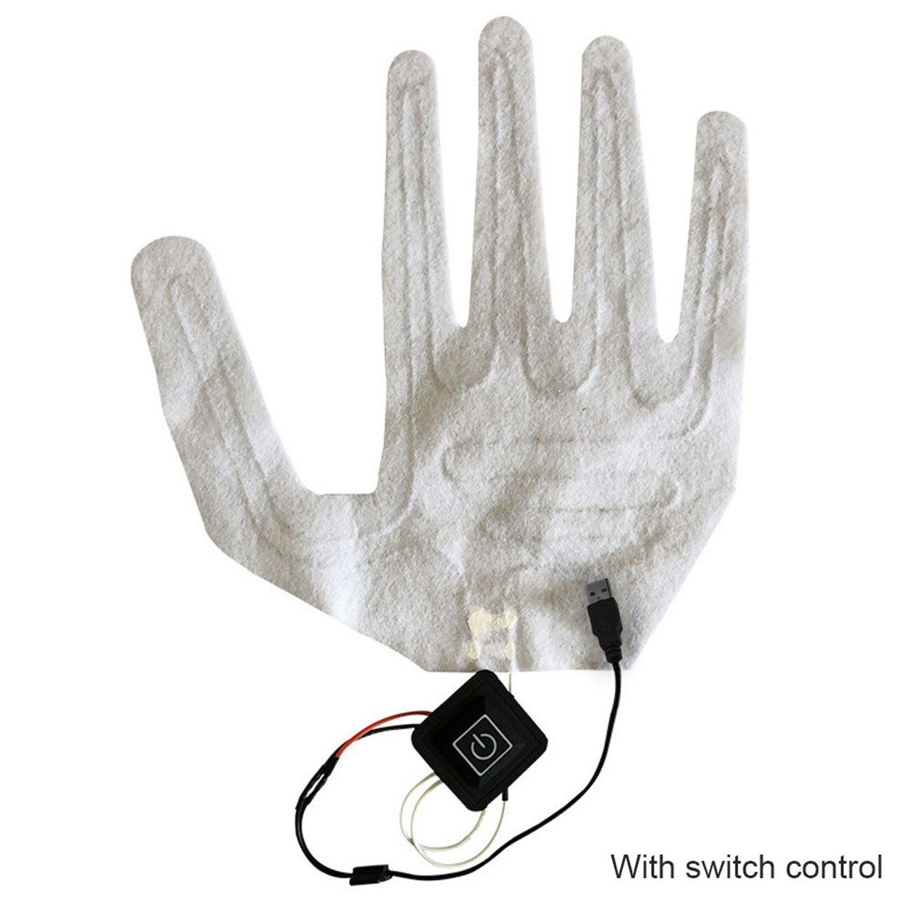 1Pc USB Heated Gloves Winter Warm Five-Finger Gloves Heating Pad Electric Heating Film Glove Heating Sheet: with Control