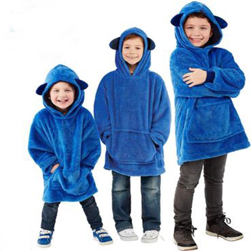 Kids Huisdieren Hoodie Deken Hoodie Kinderen Sweatshirt Huisdier Vormige Wearable Hoodie Fleece Winter Pet Capuchon Voor Kinderen: Blue for kids
