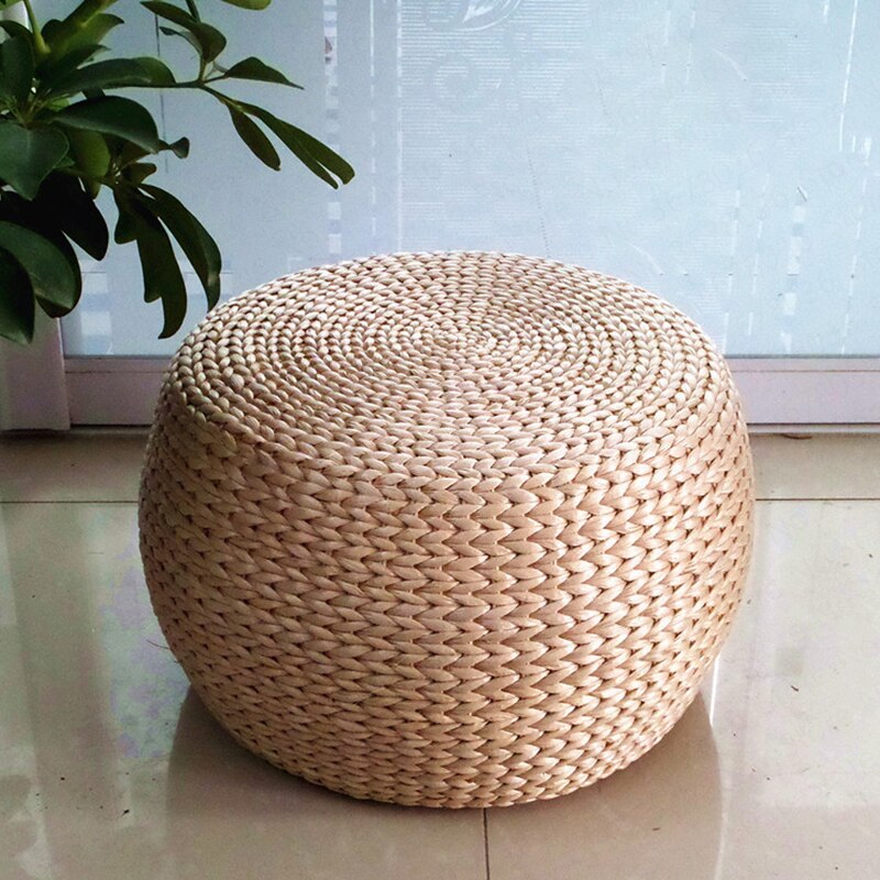 Taburete de madera maciza para puerta de mimbre, taburete redondo para puerta, tapetes de ventana, futón, sofá para el hogar, Patio de vino, ratán Simple