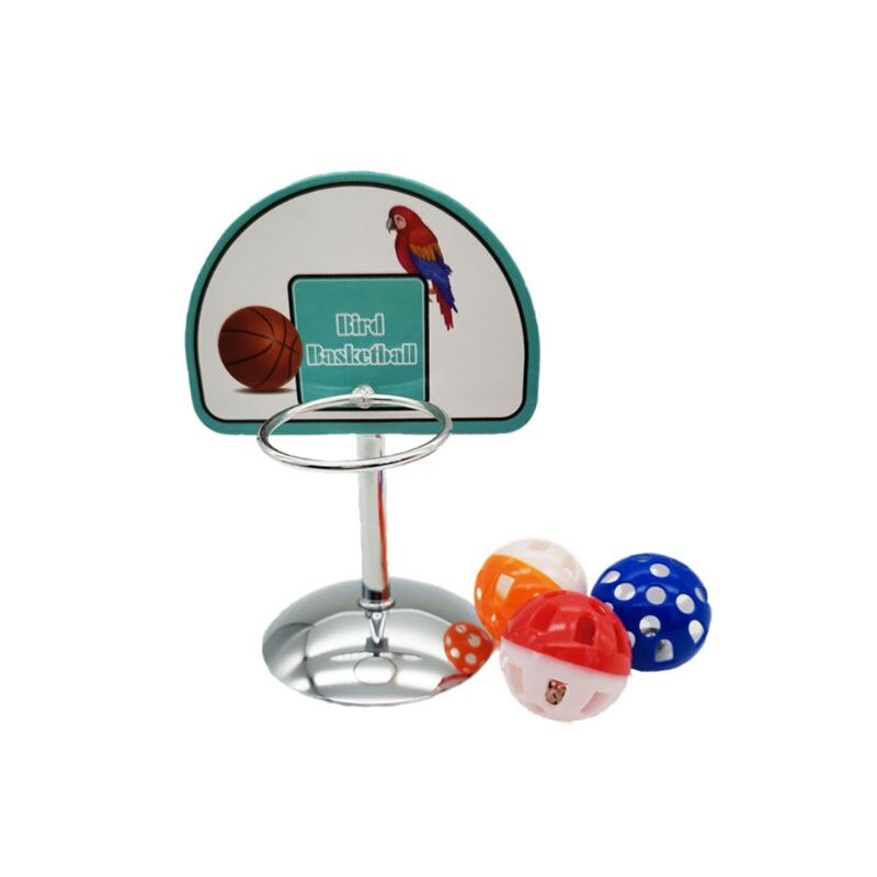 Accesorios de aro de baloncesto para mascotas, juego de juguetes para masticar, bolas, campanas, periquito, loro, rompecabezas: S