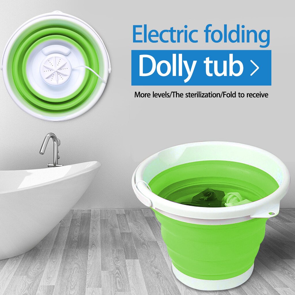 Laundry Portable Mini Turbo Washing Machine With Foldable USB Powered Laundry Washer Folding Laundry Tub Washing Machine: Green