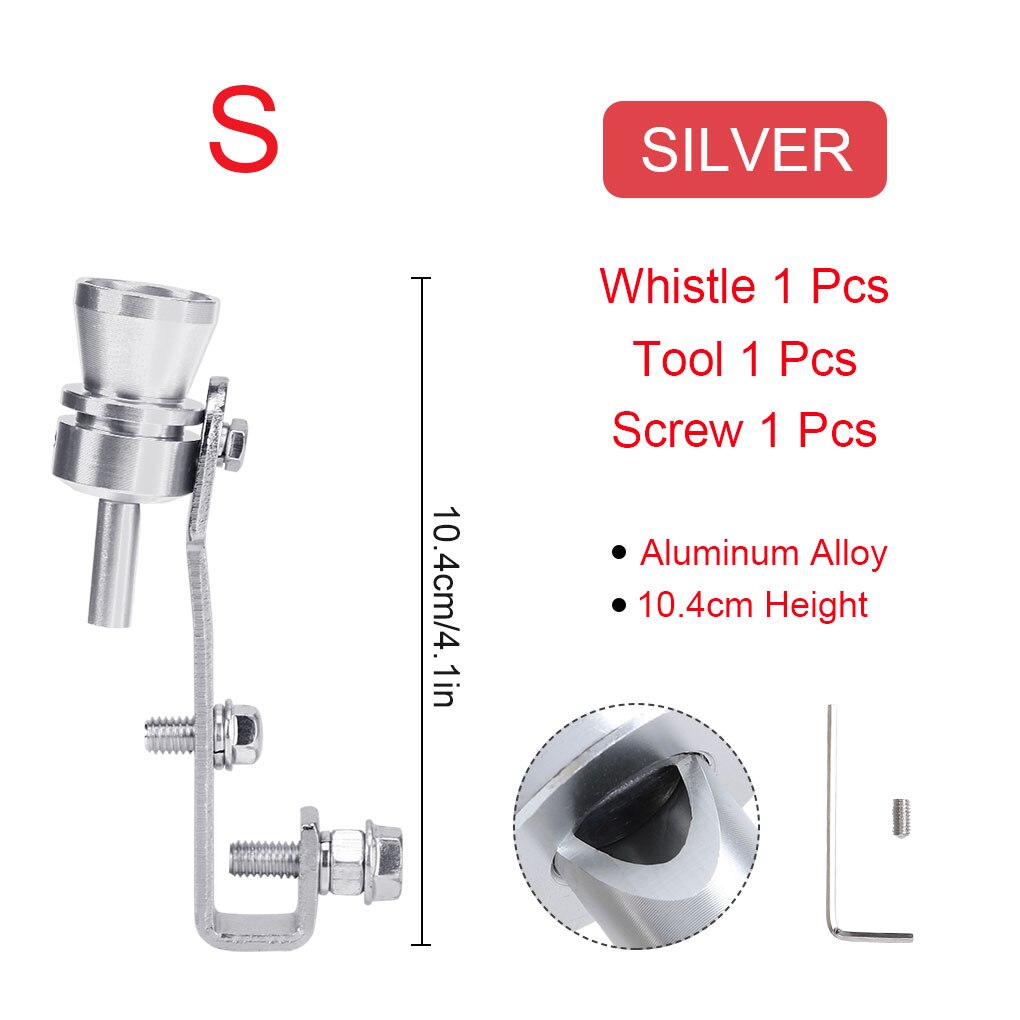 S-XL Universel Voiture Turbo Sifflet Voiture Réaménagement Turbo Sifflet Tuyau D'échappement Sound Turbo Queue Universelle Simulateur Whistler 5 Couleurs: Silver for S