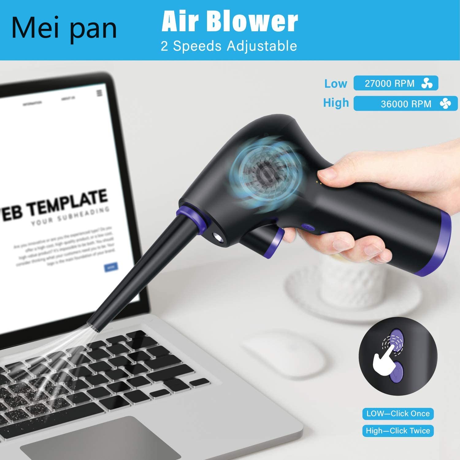 45000 RPM Wireless Air Duster Cleaner Blower Hand-Held Charging Cordless Dust Blower Tablet Laptop Computer Accessories