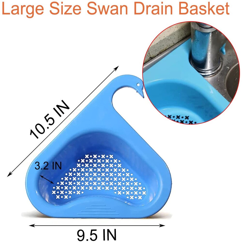 Sink Hanging Swan Drain Basket Garbage Filter Blue Fruit Vegetable Drain Rack Dry Wet Separation Kitchen Special Rack