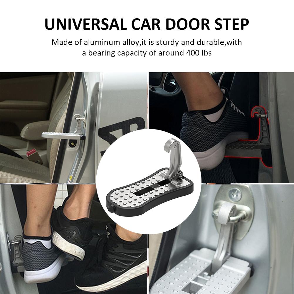 Universal Foldable Car Door Step Aluminium Alloy Folding Foot Pedal Auto Rooftop Auxiliary Hook Pedal Doorstep Safety Hammer