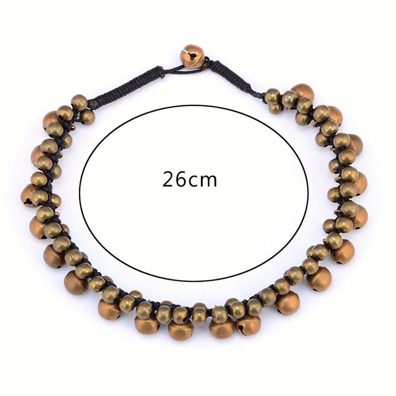 Vintage latón tobillera pulsera encantos Jingle Bell borla Barefoots joyería para pie de playa pulsera Bohemia en la pierna Pulseira Masculina