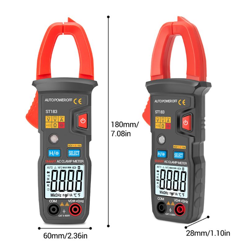Dc/ac digital klämmätare  st181 6000 räkningar multimeter amperemeter strömspänningstestare bil amp hz kapacitans ncv ohm test