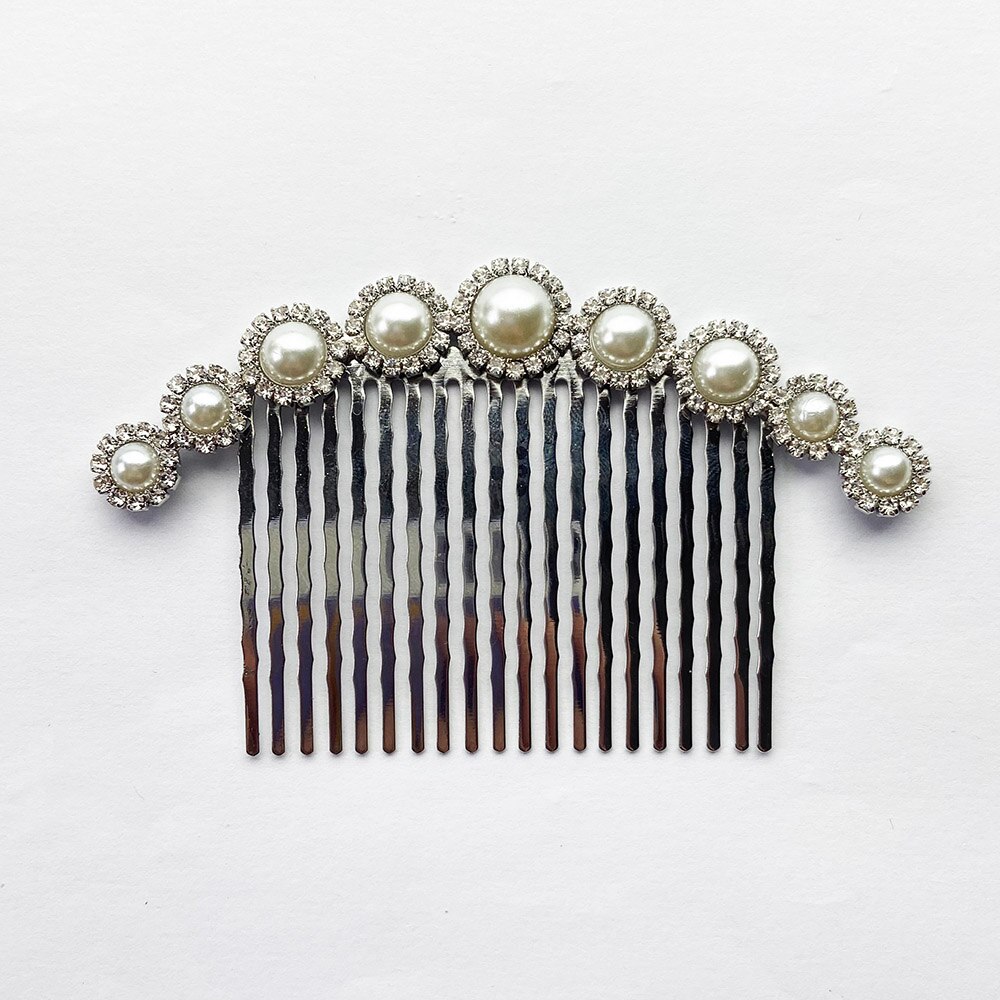 Mode Grote Kammen Hoofdtooi Elegante Zilver Kleur Rhinestone Crystal Parel Haarspeld Bruids Sieraden