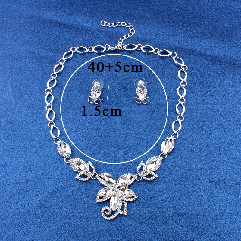 jiayijiaduo Jewellery sets for women wedding for brides wedding accessories Silver color Charm flower crystal necklace set