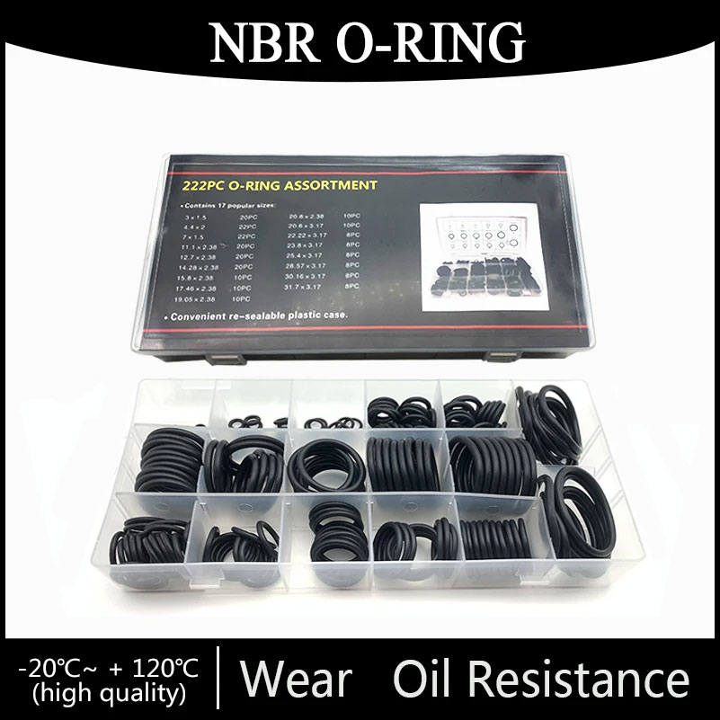Doos Rubber NBR O Ring CS 1.5mm Assortiment Zwarte O-Ring Afdichting Set Nitril Ringen Voor Auto O Ring Kit: Ivoor