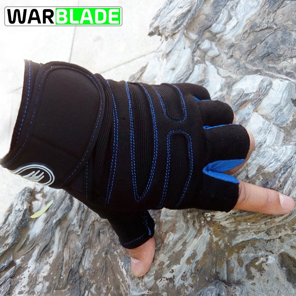 Wbl masculino luvas de ginásio exercício protegendo respirável musculação treino luvas esportivas fitness peso-levantamento metade dedo luvas: dark blue / L