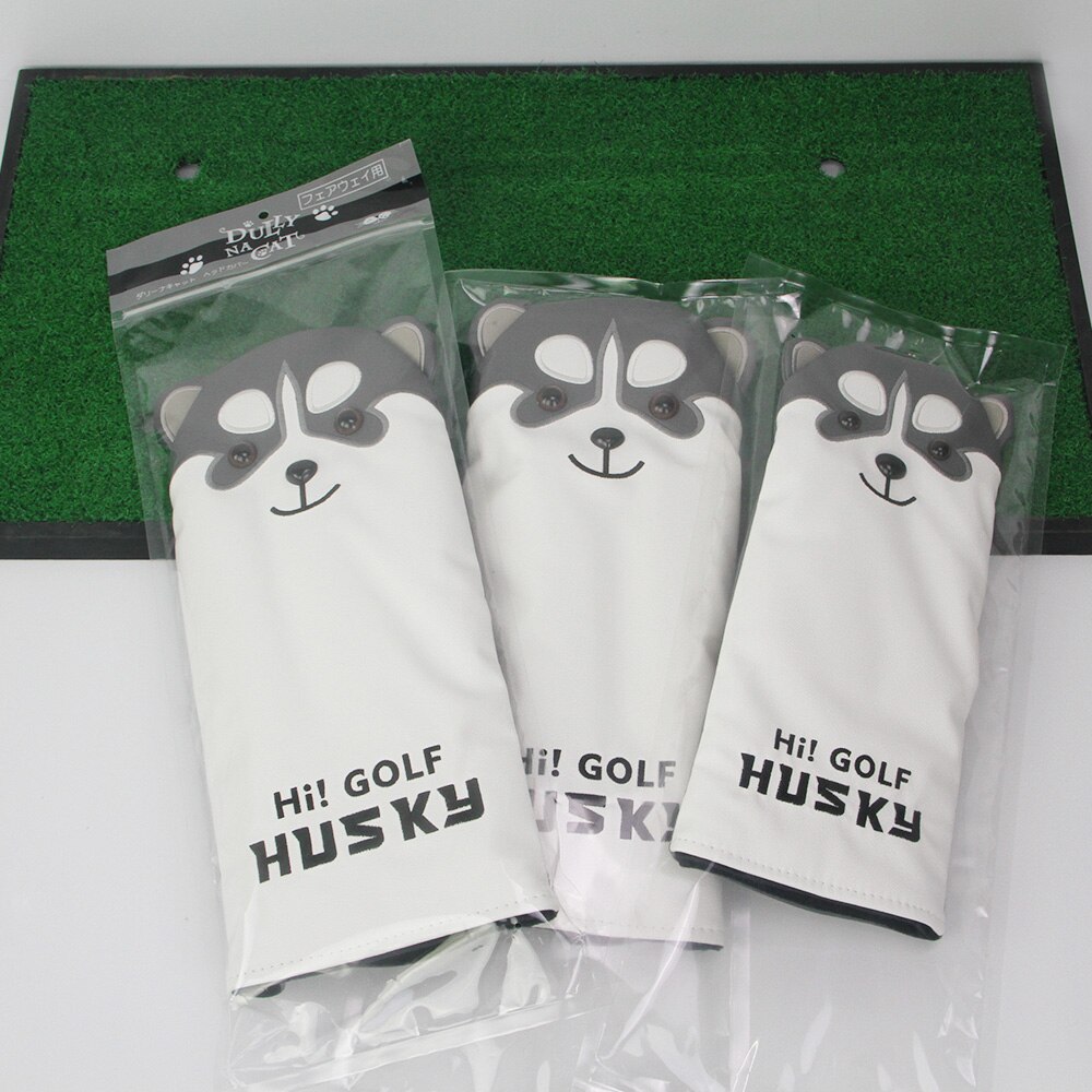 1Pc Golf Club couvre-chef belle Husky Golf bois Club têtes couverture dessin animé Animal #1 #3 #5 PU cuir couvre-chef anti-poussière couvertures