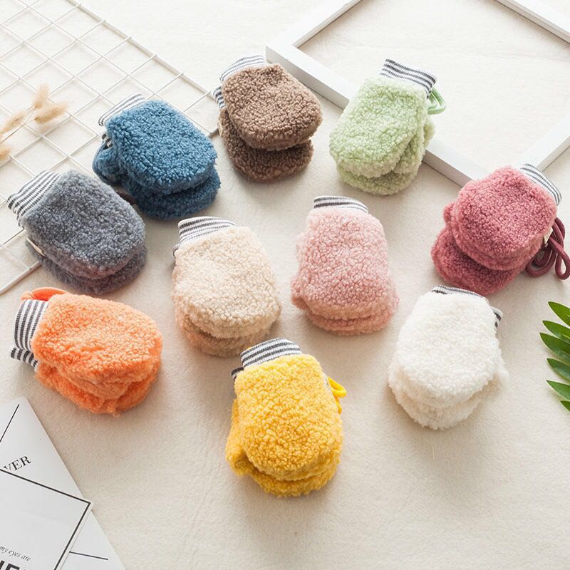 Crianças meninos meninas luvas de inverno bebê dedo cheio luvas engrossar infantil velo criança mão mais quente luvas 1-4y