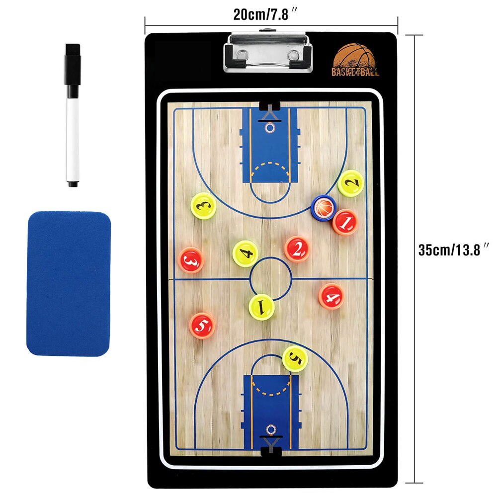 Basketball Coaching Board - Double-Sided Dry Erase with Marker - Tactical Playbook for Coaches