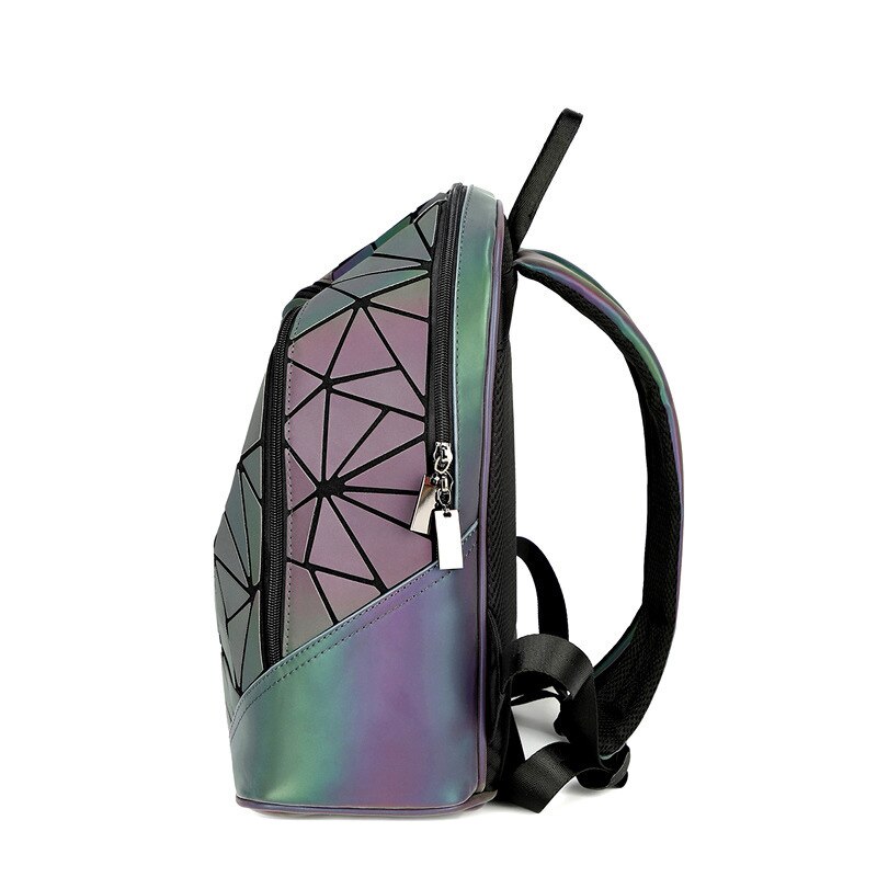 Neue Frauen Rucksack Geometrische Falten Tasche Kleine Studenten Schule Taschen Für Teenager Mädchen Leucht Rucksäcke Hologramm Täglichen Rucksack