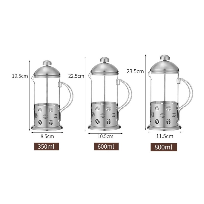 Manual Coffee Espresso Maker Pot Stainless Steel Glass Teapot Cafetiere French C